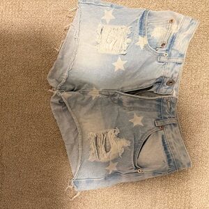Vici Light Blue Star Jean Shorts